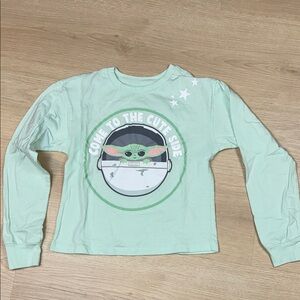 Star Wars Mint Green Long Sleeve Baby Yoda COME TO THE CUTE SIDE Top S/ 7